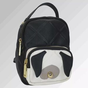 Betsey Johnson Puppy Dog Face Mini Backpack Bag Faux Leather Purse